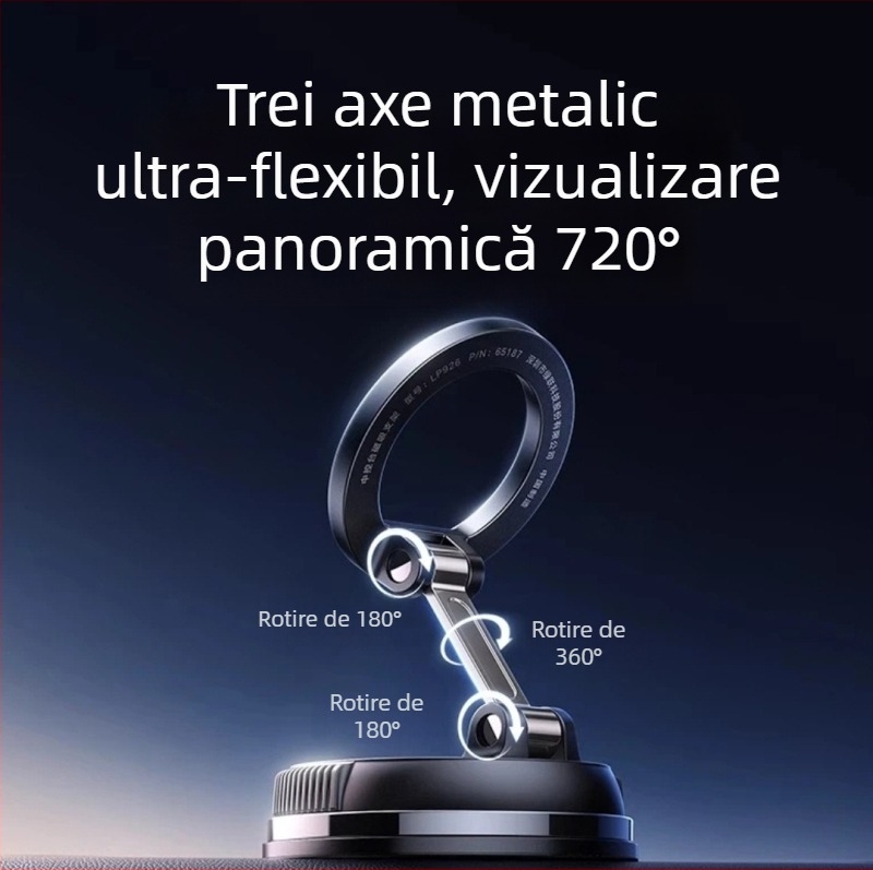 Suport universal magnetic pentru telefon auto, cu ventuză pe parbriz, navigație GPS