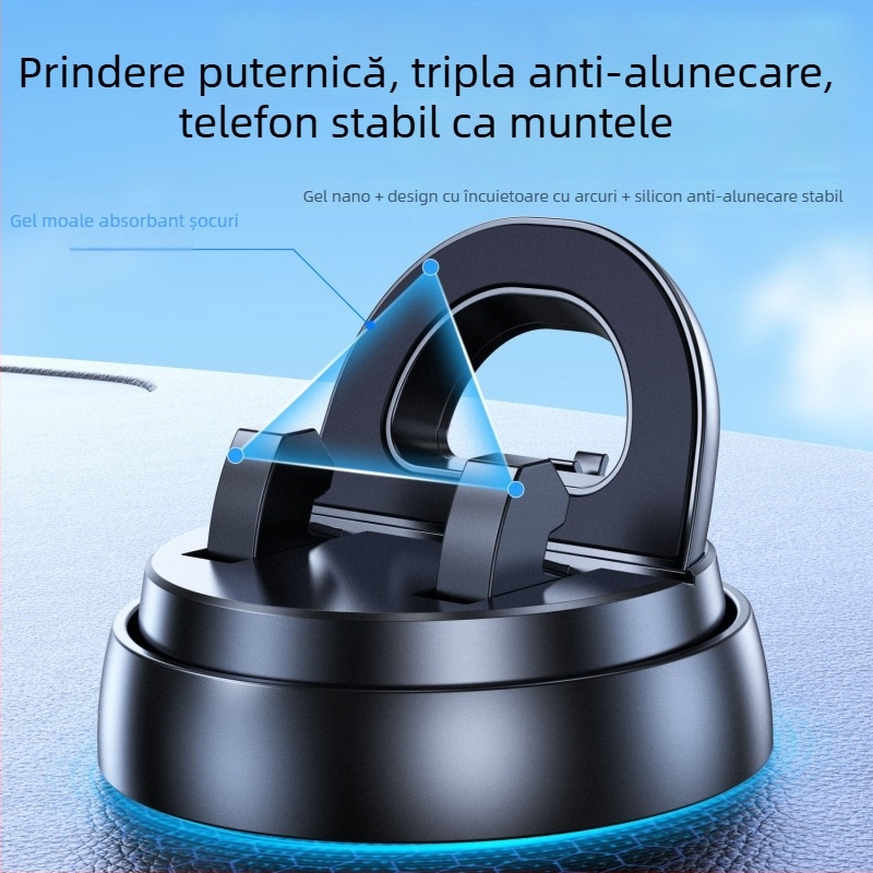Suport pentru telefon cu rotație de 360° pentru bord, bază din silicon antiaderent cu ventuză, montaj gravitațional, universal pentru mașini