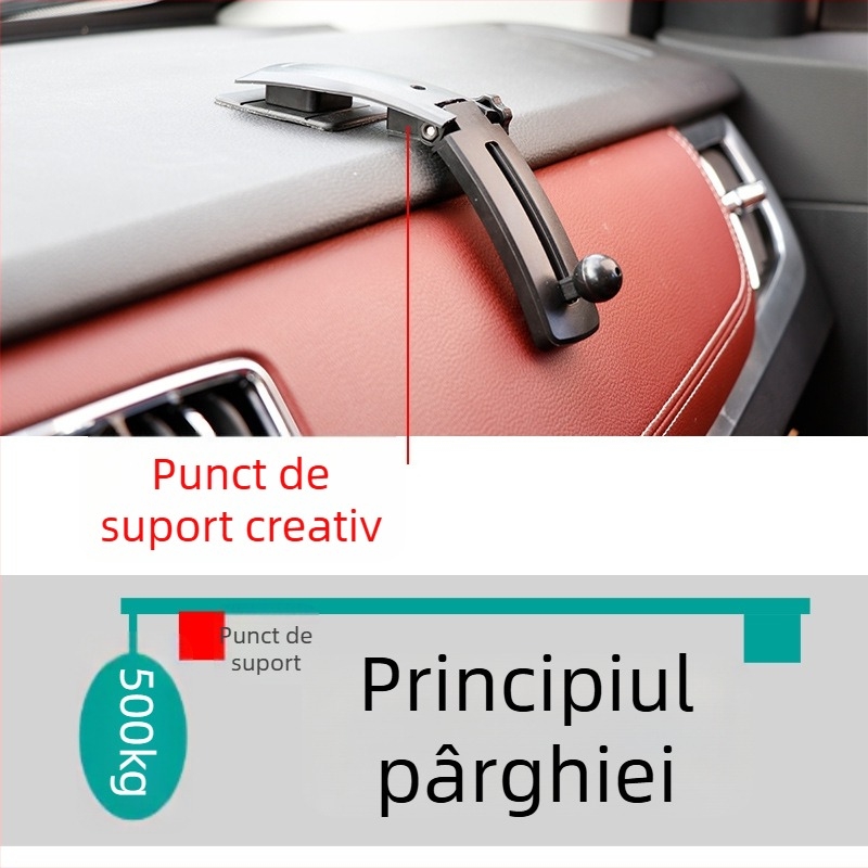 Suport auto pentru telefon cu cap universal de 17 mm, montaj pe bord prin adeziv, compatibil universal