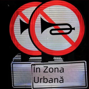 Semn rutier reflectorizant din aluminiu pentru drumuri naționale și județene; semn de limită de viteză și avertizare