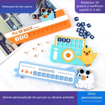 Semn plat pentru parcare, semn STOP desen animat, material PVC moale, model YF0822, imprimare logo disponibil