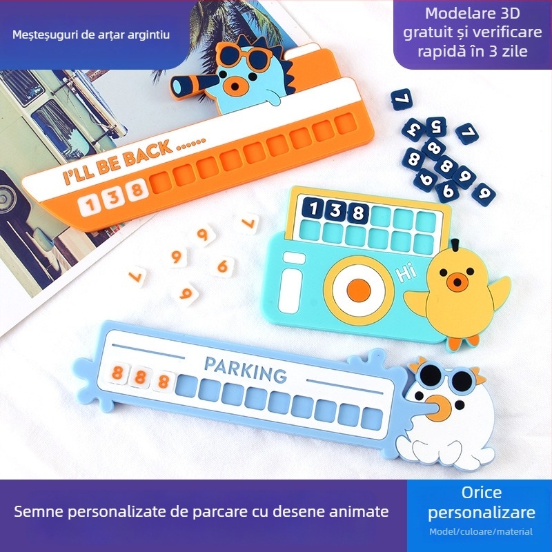 Semn plat pentru parcare, semn STOP desen animat, material PVC moale, model YF0822, imprimare logo disponibil