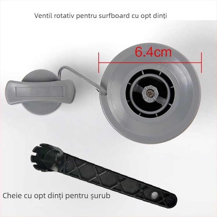 Valvă de aer de înaltă presiune, universală, cu 8 dinți, pentru SUP, placă de surfing, kajak și barcă (din plastic, LCO-SPORT)
