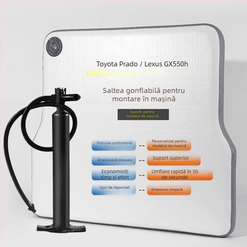 Saltea gonflabilă auto Brushed pentru Lexus GX550h / Prado, PVC, umflare manuală, greutate 5,15 kg, sarcină maximă 200 kg