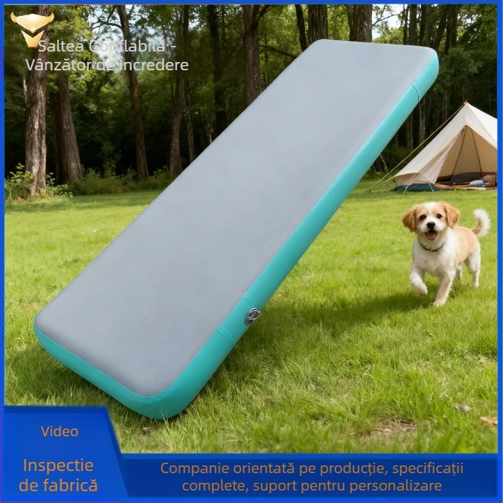Covor gonflabil pentru yoga și fitness – PVC, pentru 1 persoană, 7 kg, umflare manuală, include pompă pentru picior și trusă de reparații