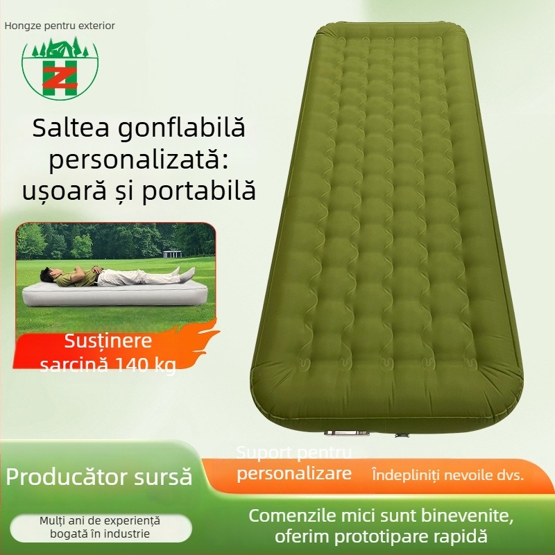 Pat de aer pentru camping — brand Hongze, suprafață din poliester pongee cu TPU, greutate 2000 g, sarcină maximă 400 kg