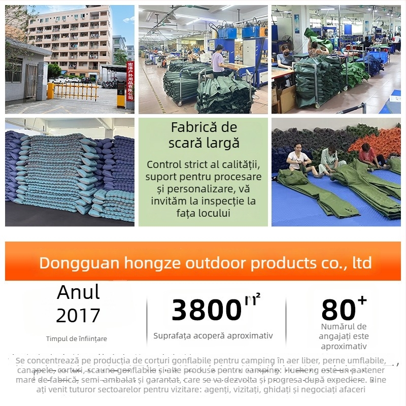 Pat de aer pentru camping — brand Hongze, suprafață din poliester pongee cu TPU, greutate 2000 g, sarcină maximă 400 kg