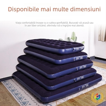 Saltea gonflabilă din PVC cu suprafață catifelată, pliabilă pentru uz casnic și camping în aer liber
