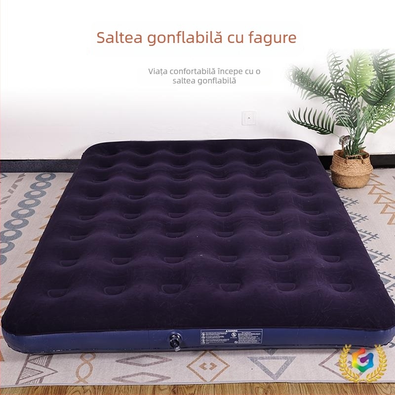 Saltea gonflabilă din PVC cu suprafață catifelată, pliabilă pentru uz casnic și camping în aer liber