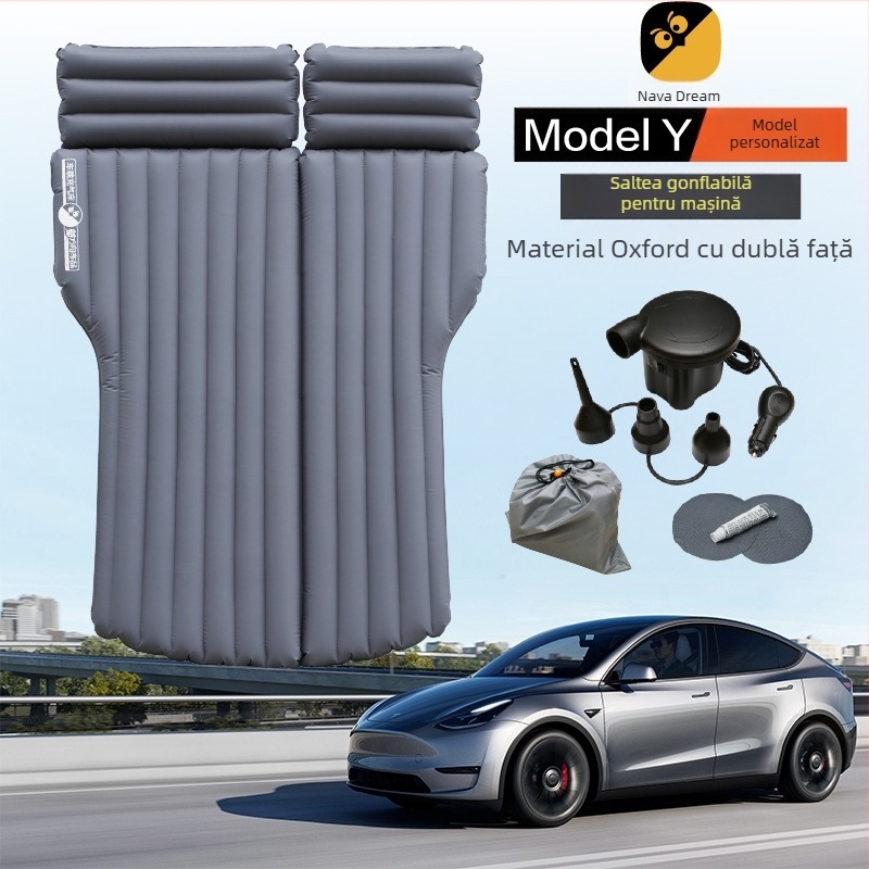 Saltea gonflabilă auto din țesătură Oxford dublu, pliabilă, 4 kg, sarcină maximă 300 kg