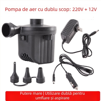 Pompa de aer USB pentru saltele gonflabile și perne de camping – utilizare în exterior, mai mult de două cilindri, 220W, lumină de avertizare, afișaj tip indicator