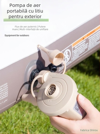 Pompa de aer USB pentru saltele gonflabile și perne de camping – utilizare în exterior, mai mult de două cilindri, 220W, lumină de avertizare, afișaj tip indicator