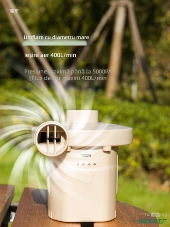 Pompa de aer USB pentru saltele gonflabile și perne de camping – utilizare în exterior, mai mult de două cilindri, 220W, lumină de avertizare, afișaj tip indicator