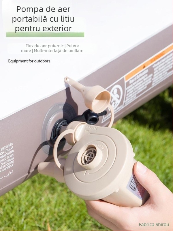 Pompa de aer USB pentru saltele gonflabile și perne de camping – utilizare în exterior, mai mult de două cilindri, 220W, lumină de avertizare, afișaj tip indicator