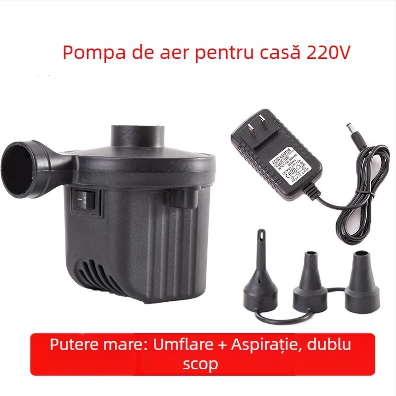 Pompa de aer USB pentru saltele gonflabile și perne de camping – utilizare în exterior, mai mult de două cilindri, 220W, lumină de avertizare, afișaj tip indicator