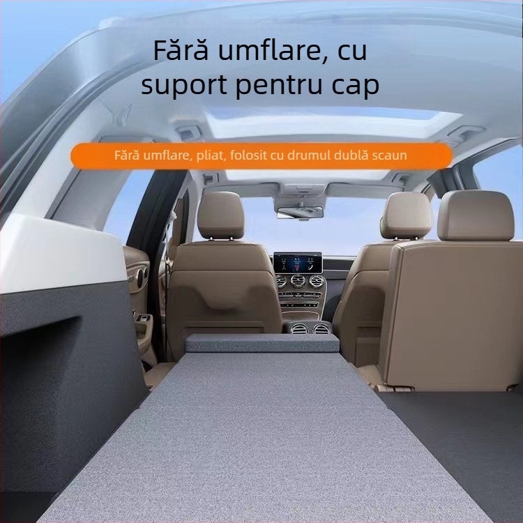Saltea pliabilă pentru mașină – material catifelat (flocking), nu necesită umflare, pentru utilizare în autoturism, compatibilitate generală, sarcină maximă 200
