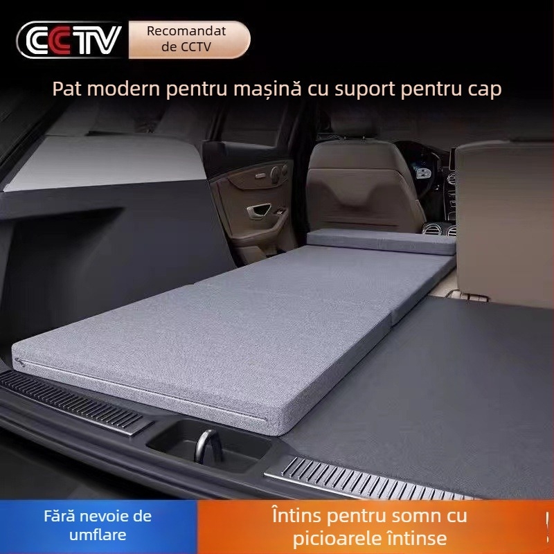 Saltea pliabilă pentru mașină – material catifelat (flocking), nu necesită umflare, pentru utilizare în autoturism, compatibilitate generală, sarcină maximă 200