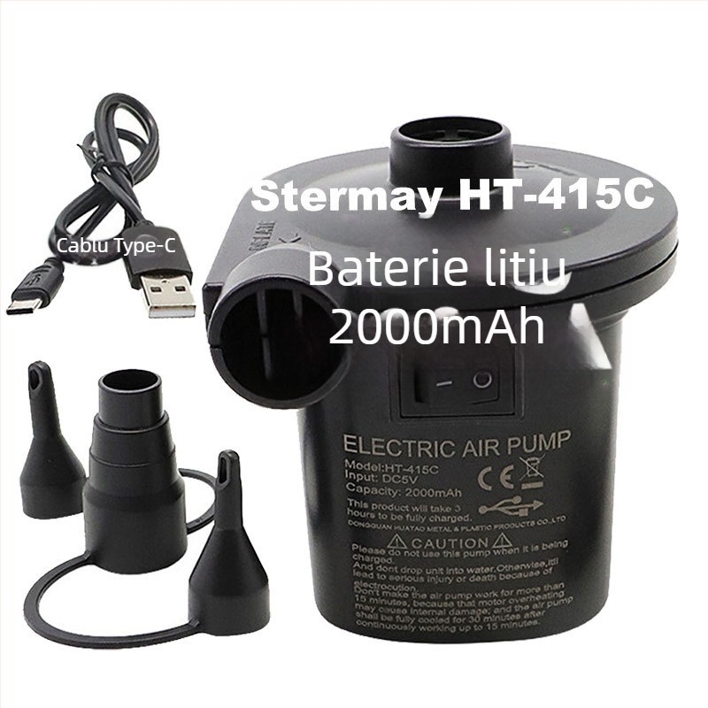 Pompa electrică de aer pentru saltele gonflabile și piscine – umflător trei în unu cu design cu două sau mai multe cilindri, 220W, lampă de avertizare, afișaj analogic, posibilitatea de personalizare