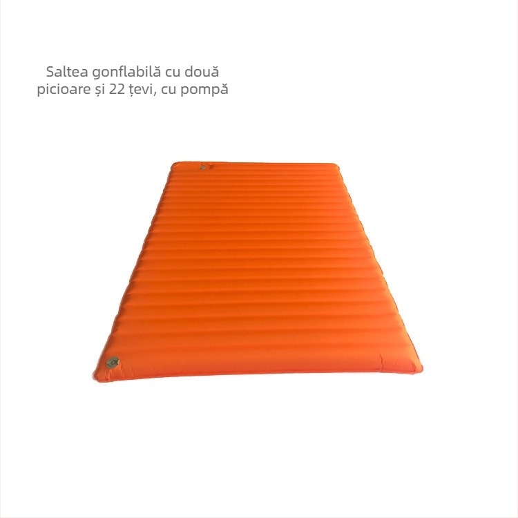 Saltea gonflabilă pentru două persoane, sistem TPU cu 22 țevi, pat de camping pentru exterior, 1,9 kg, încărcătură maximă 500 kg, material compozit