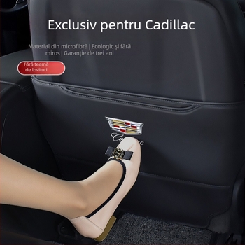 Husă pentru scaun anti-kick înconjurătoare pentru Cadillac XT4/XT5/XT6/CT4/CT5/CT6 — utilizare pe toate anotimpurile, piele microfibră, umplutură din burete, design monocrom