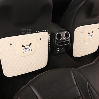 Pernă pentru spătarul scaunului auto, anti-kick, cu design desen animat iepuraș și câine, universal pentru toate anotimpurile, material PU, umplutură burete