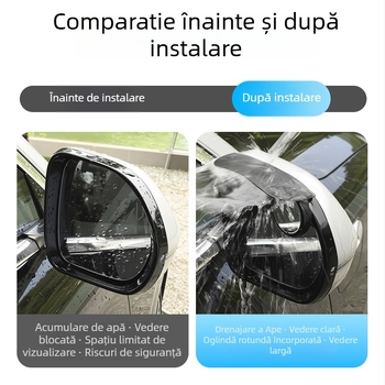 Yi rui Protecție de ploaie pentru oglinda retrovizoare auto – PVC, montaj snap-on, potrivire universală