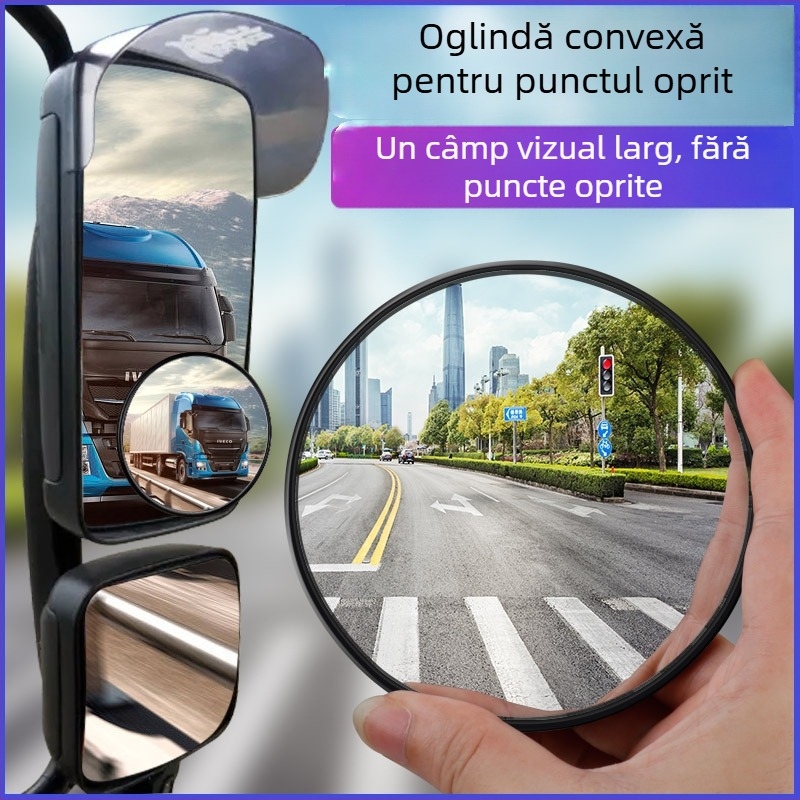 Oglindă convexă HD cu unghi larg pentru unghiuri moarte, mică oglindă rotundă pentru retrovizoare, pentru camioane și autoturisme