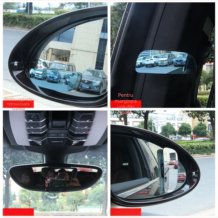 Oglindă auto din sticlă, fără ramă, cu unghi reglabil, unghi larg, oglindă de vizionare în spate, albastru DM-070