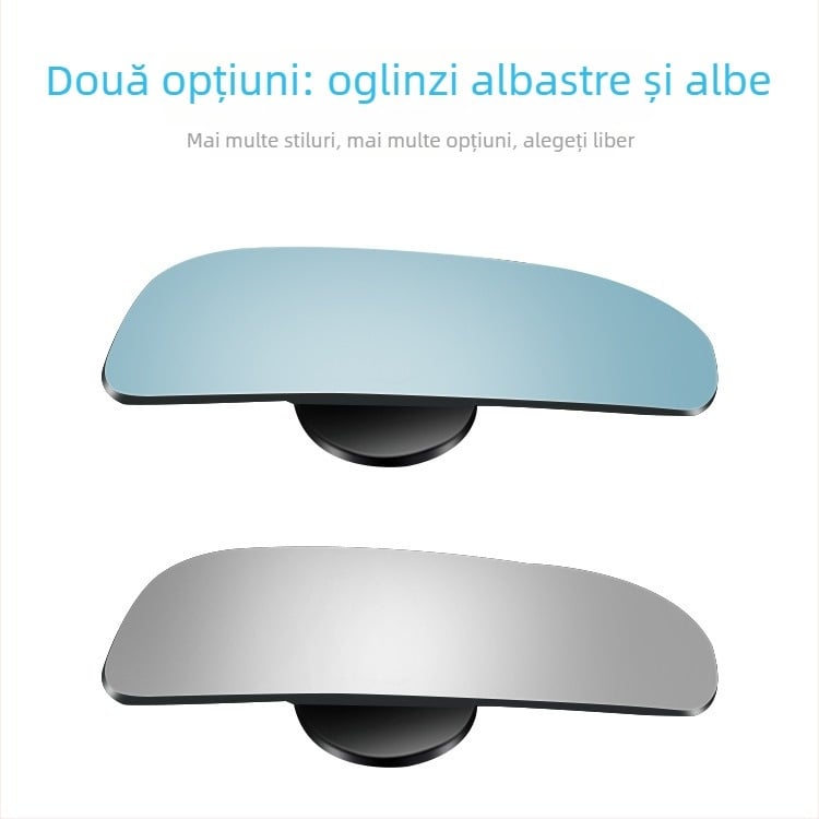 Oglindă auto din sticlă, fără ramă, cu unghi reglabil, unghi larg, oglindă de vizionare în spate, albastru DM-070