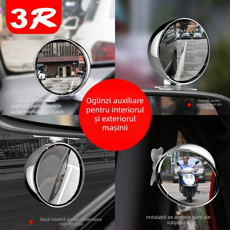 Oglindă de unghi mort pentru roțile din față și din spate ale mașinii, 360°, multifuncțională, oglindă laterală dreapta