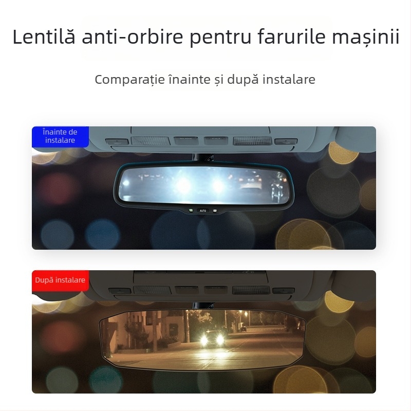 Oglindă de mașină cu reflexie anti-strălucire albastră, oglindă auxiliară interioară mărită, oglindă retrovizoare cu unghi larg, oglindă pentru bebeluși