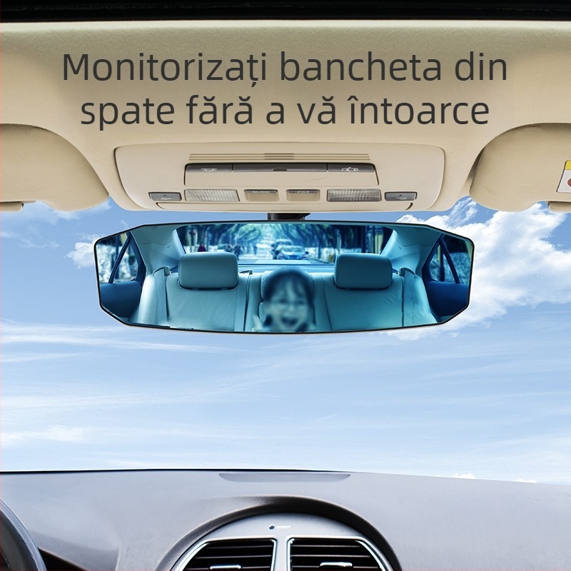 Oglindă de mașină cu reflexie anti-strălucire albastră, oglindă auxiliară interioară mărită, oglindă retrovizoare cu unghi larg, oglindă pentru bebeluși