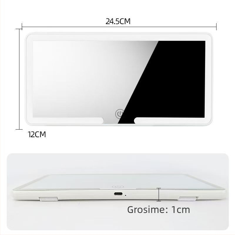 Oglindă de machiaj HD cu LED cu trei culori, montaj snap-on, compatibil universal, greutate 220 g