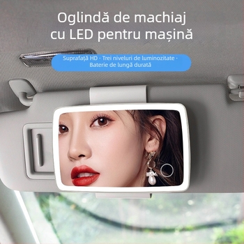 Oglindă cosmetic LED pentru mașină - montaj snap-on - compatibil universal - stil simplu