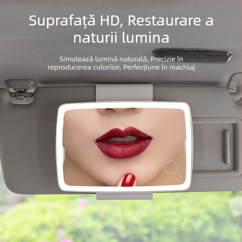 Oglindă cosmetic LED pentru mașină - montaj snap-on - compatibil universal - stil simplu