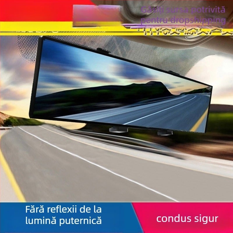 oglindă interioară pentru mașină, cu câmp vizual larg, anti-reflexie, claritate înaltă, ramă din aluminiu