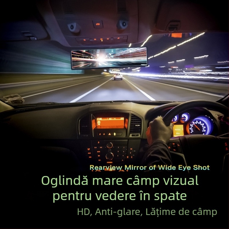 oglindă interioară pentru mașină, cu câmp vizual larg, anti-reflexie, claritate înaltă, ramă din aluminiu