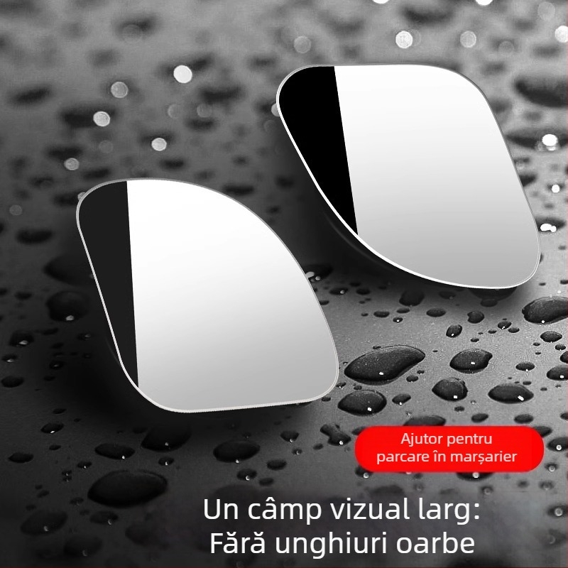 Accesoriu oglindă retrovizor auto, oglindă rotundă pentru unghiuri oarbe, 360° unghi larg, HD