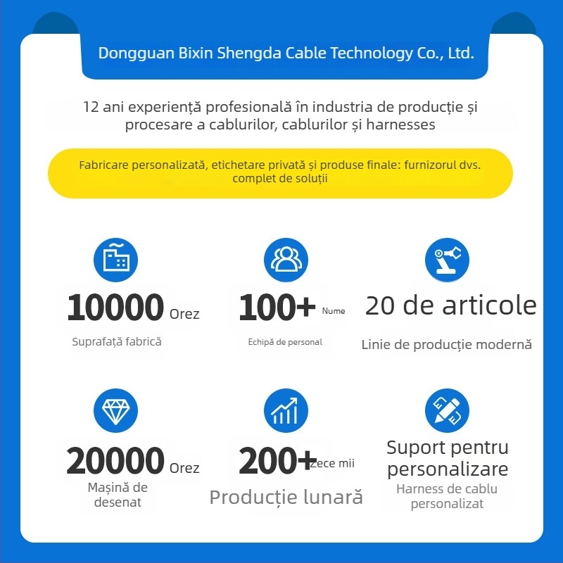Cablu cablaj auto pentru gestionarea sistemului, ferestre electrice și încuiere centrală — Xinshengda; certificate UL, CUL, CCC, IATF 16949, ISO 9001, ISO 13485