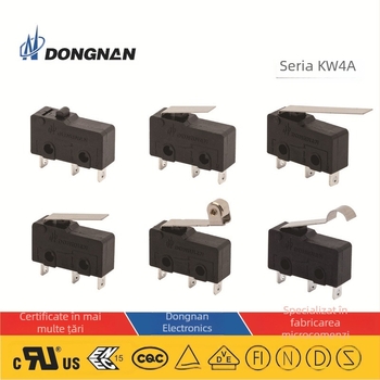 KW4A șurubelniță electrică cu întrerupător micro și încuietoare centrală — design compact, rezistență la temperaturi înalte până la 125°C, tensiune nominală AC1000V, viață mecanică 1000 cicluri, certificate UL/CUL/VDE/CE, personalizare disponibilă