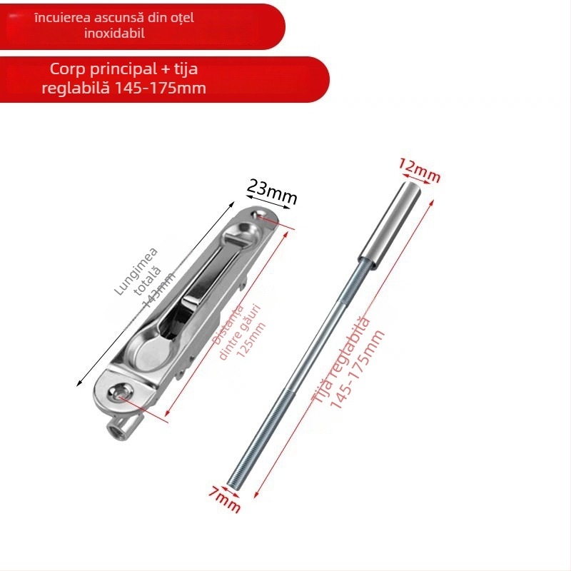 Încuietoare de ușă din oțel inoxidabil cu bolt, model 1, tip: latch, stil: simplitate modernă, finisaj suprafață: alt