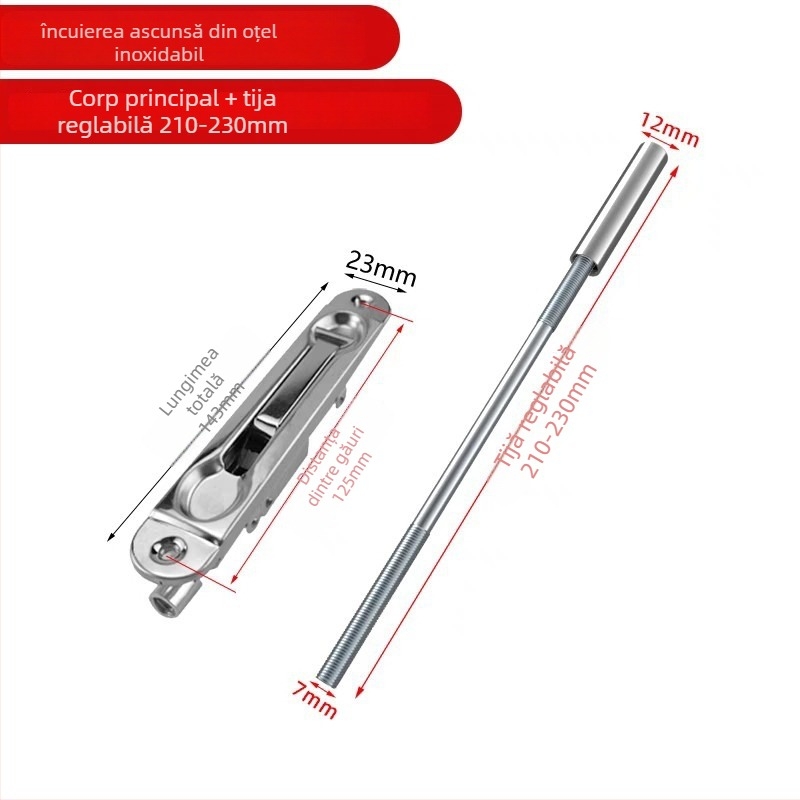 Încuietoare de ușă din oțel inoxidabil cu bolt, model 1, tip: latch, stil: simplitate modernă, finisaj suprafață: alt