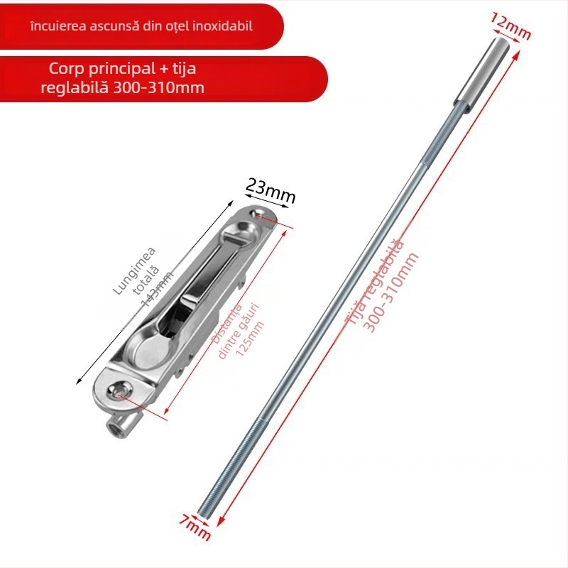 Încuietoare de ușă din oțel inoxidabil cu bolt, model 1, tip: latch, stil: simplitate modernă, finisaj suprafață: alt