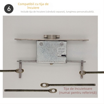 Broască pentru ușă din oțel inoxidabil, mecanism central rotativ, deblocare ascunsă, finisaj satinat, design modern minimalist