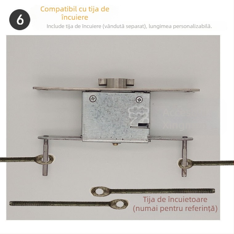 Broască pentru ușă din oțel inoxidabil, mecanism central rotativ, deblocare ascunsă, finisaj satinat, design modern minimalist