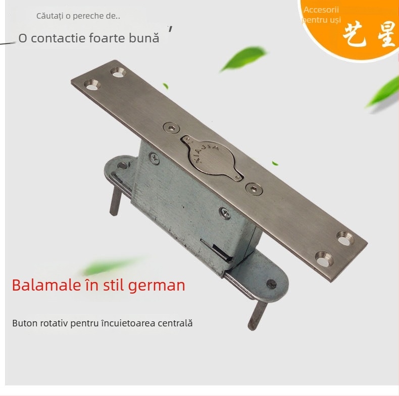 Broască pentru ușă din oțel inoxidabil, mecanism central rotativ, deblocare ascunsă, finisaj satinat, design modern minimalist