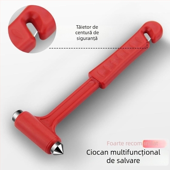 Spărgător de geam auto cu mâner lung - cioc de salvare multifuncțional, unealtă de urgență, tăietor pentru centură; Material: aliaj, cap din fier, ABS plastic; Greutate: 70 g
