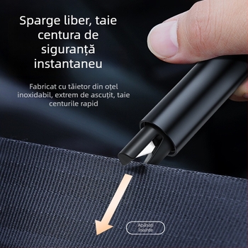 Cioc auto de siguranță din aliaj de aluminiu – instrument compact multifuncțional pentru evacuare de urgență, spargerea geamului, 110 g
