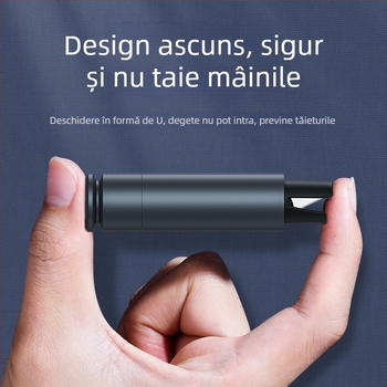 Cioc auto de siguranță din aliaj de aluminiu – instrument compact multifuncțional pentru evacuare de urgență, spargerea geamului, 110 g