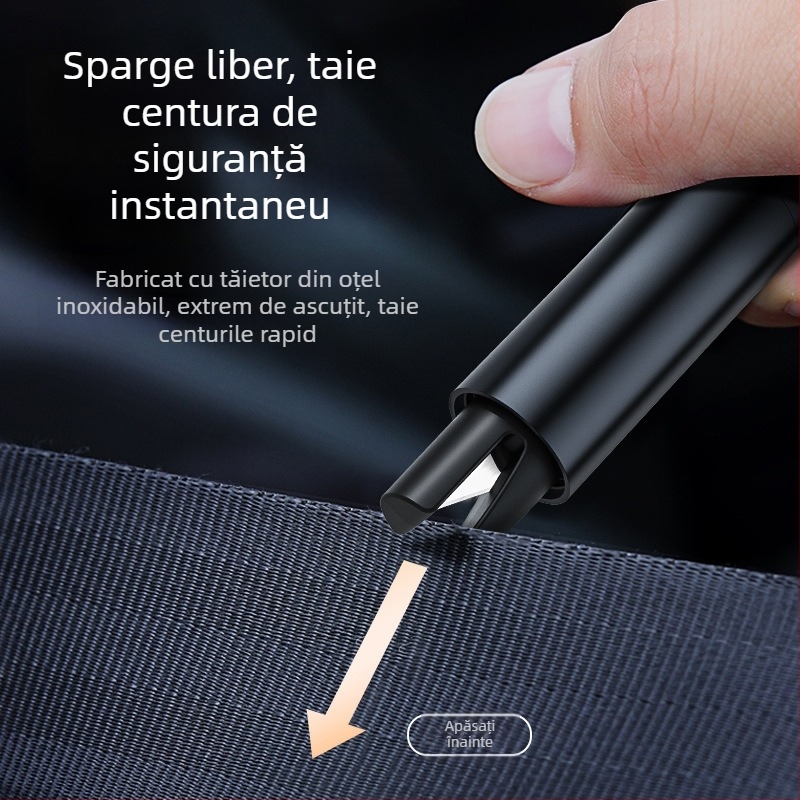 Cioc auto de siguranță din aliaj de aluminiu – instrument compact multifuncțional pentru evacuare de urgență, spargerea geamului, 110 g
